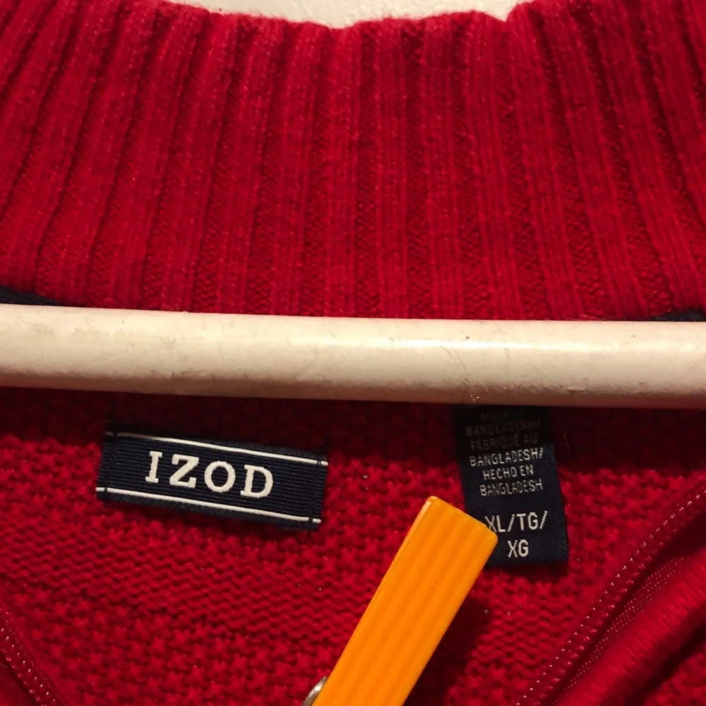 Izod Men’s Red Knit Quarter Zip Sweater